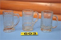 Early etched glass Root Beer mugs
