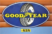 Vintage GoodYear porcelain oval sign w/ some chips
