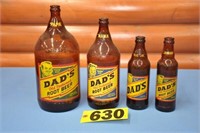 Vintage Dad's Root Beer amber bottles, X's MONEY