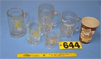 Vintage Frostop Root Beer mugs, ruler and cup