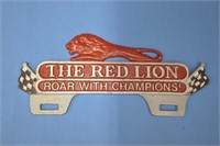 Alum "Red Lion" plate topper, 10 1/2" x 4 1/2"