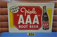 Vintage Triple AAA Root Beer embossed metal sign