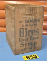 Vintage Hires Root Beer 5-gal wooden syrup box