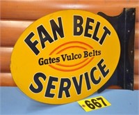 Vintage Gates Fan Belts Service metal flange sign