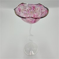 9" Pink Hand Blown Venetian Goblet