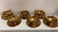 Set of 6 Old Foley Staffordshire tea cups and