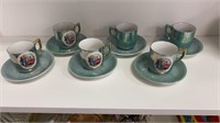 Unique set of 6 Tea Cups and Saucers