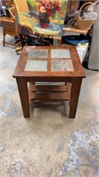 Oversized Wood & Stone Insert Side Table