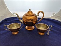 Vintage Flemish Teapot, Sugar & Creamer