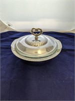 Silver Colored Serving Dish Glass Bowl Inside