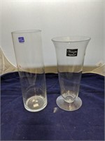 2 Glass Flower Vases