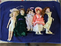 5 Vintage Porcelain Dolls
