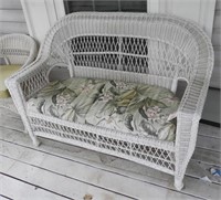 Lot #1831 - Synthetic white wicker settee with