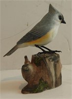 Lot #1832 - Hand carved Tufted Titmouse on