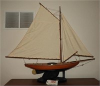 Lot #1858 - Hand carved Sailboat model 34” x38"
