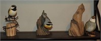 Lot #1887 - (3) Hand carved sparrows signed