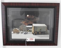 Lot #1894 - Framed print of country barn 23”x24"