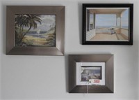 Lot #1900 - (3) framed beach style prints