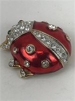 Rhinestone ladybug brooch