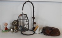 Lot #1934 - Figural metal bird in cage decoration