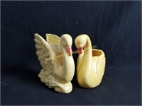 2) Vintage McCoy Ceramic Swan vases - P113 Snyder