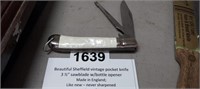 VINTAGE SHEFFIELD POCKET KNIFE SAW BLADE AND OPENR