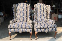 Two Upholstered Wingback Arm Chairs