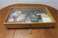 Wood & Glass Display/Sales Case with Contents