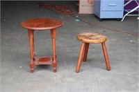 Small Wooden Plant Stand & Stool