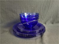 Arcoroc France Blue Glass Plates