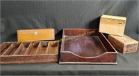 Vintage Wooden Trays & Box Lot