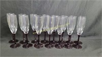 13 Champagne Flutes w Amethyst Stem