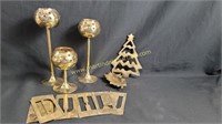 Decorative Brass Lot - Candle Holders, Trivets,