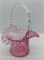 Fenton Cranberry Ruffled Edge Basket