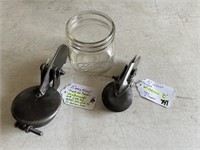 Square Glass Tractor Air Cleaner Jar, 2) Exh. Caps