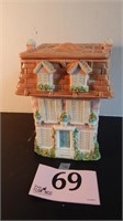 CUTE HOUSE THEMED COOKIE JAR CANISTER  9 IN