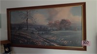 FRAMED COUNTRY MEADOW SCENE PRINT 51 X 27