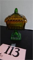 YELLOW GREEN OMBRE CANDY DISH 7 IN
