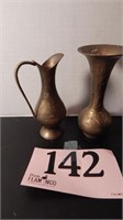 BRASS BUD VASE AND PITCHER 5 IN