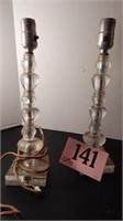 PAIR OF VINTAGE GLASS LAMP BASES 14 IN