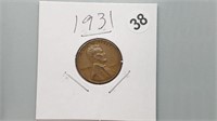 1931 Wheat Cent be2038