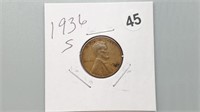 1936s Wheat Cent be2045