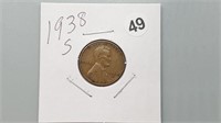 1938s Wheat Cent be2049