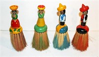 4 Figural Whisk Brooms