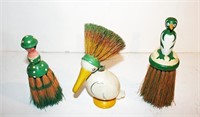 3 Figural Whisk Brooms