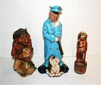3 Policeman W/ Dog, Rabbit, Indian Figures