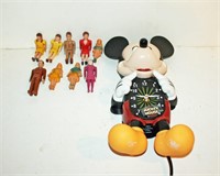 9 Jointed & Plastic Figures, Mickey Mouse Clock