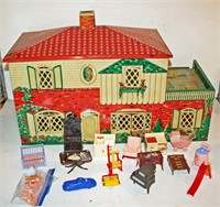 T-Conn Tin Doll House w/ Baby's, Furnishings
