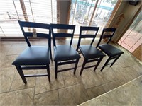 4-Wood Folding Chairs w/Vinyl Seats