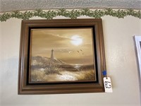 Philip Sanders framed Painting of Lighthouse